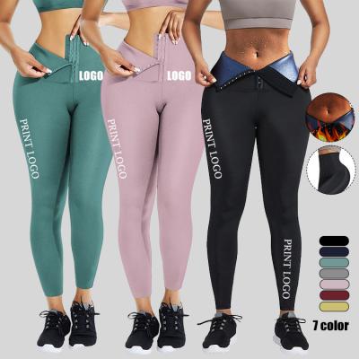 China Custom Logo 7 Color Elasticity Hooks Trainer Antibacterial Adjustable High Waist Leggings Women Fitness Yoga Pants for sale