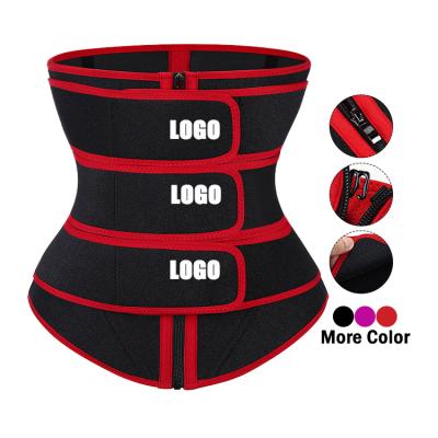 China Logo Hot Sauna Back Support Tummy Breathable Custom Sports Trimmer Slimming Belt Waist Trimmer 3 Strap Waist Trainer Women for sale