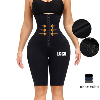 China Custom Logo Summer Antibacterial 3 Color Women Fitness High Waist Yoga Shorts Fit Trainer Hooks Tummy Trimmer Control Waist Leggings for sale