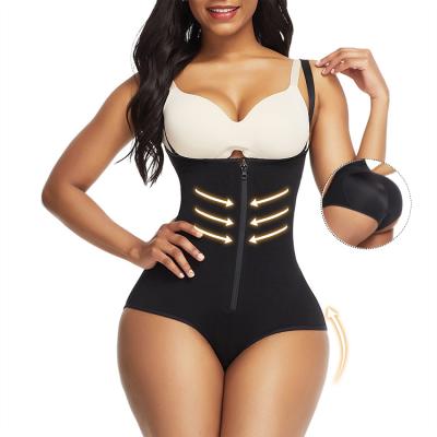 China Antibacterial New Design Double Hooks And Zipper Compression Tummy Control Body Shaper Butt Lifter Women Shapewear for sale