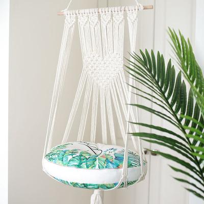 China Boho Boho Modern Chic Macrame Cat Hammock Swing Bed for Cat Dog, Macrame Wall Hanging Pet Hammock for sale