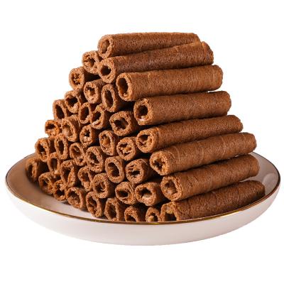 China Normal Cocoa Milk Flavor Egg Roll  Pastry Crispy  Rich Filled Chocolate Casual  Grain product desserts crackers Snacks for sale