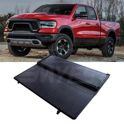 China Aluminum Alloy 4 Fold Truck Bed Cover Tonneau Cover Four Fold Waterproof Hard Type For Dodge Ram 1500 for sale