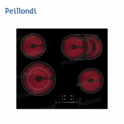 China Hotel 60cm 4 Burner Vitro Ceramic Hob Cooker With Double Oval Cooking Zone for sale