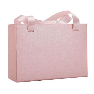 China Recyclable Custom Pink Drawer Box Clothing Packaging Baby Wrapping Ribbon Gift With for sale