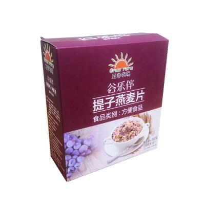 China Disposable Custom Printed Oatmeal Paperboard Packaging Box 300G Grain Food White Paper Boxes for sale