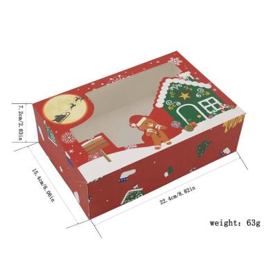 China Disposable Santa Claus Paper Candy Food Box PVC Window Merry Christmas Gift Box for sale