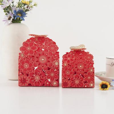 China Disposable Wedding Petal Butterfly Candy Box Multicolor Hollow Candy Box Party Snacks Packaging Box for sale