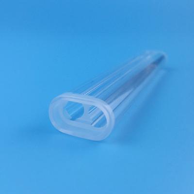 China Frosted Stepped Quartz Flow Cell Transparent Ellipse Shape Double Hole for sale