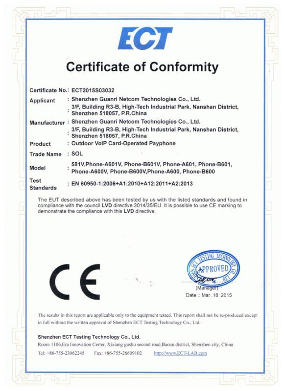 CE - Shenzhen Guanri Netcom Technologies Co., Ltd.