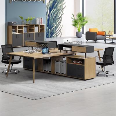 China Melamine 2-4 Person Luxury Modern Office Workstation Modern Popular MFC Office Workstation Luxury Modern Desks With Storage for sale