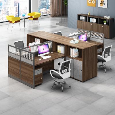 China Modern Design Modern Wooden Modular Office Computer Desk Divide 4 People Compartment Office Furniture Workstation for sale