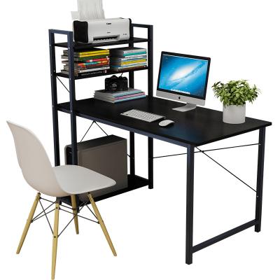 China Modern Extendable Laptop Stand Table Computer Desk Home Steel Wood Built-in Computer Desk with Storage Shelves for sale