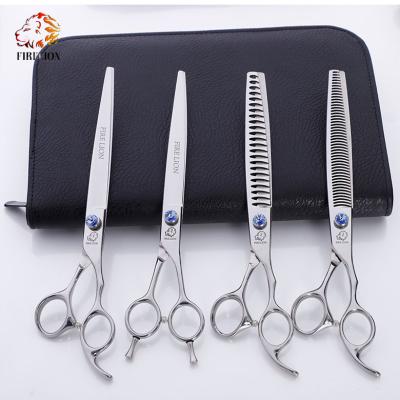 China Dogs Firelion JP440c 8.0 Inch Dog Cutting Scissors Curved Shark Tooth Pet Grooming Scissor Thinning Set for sale