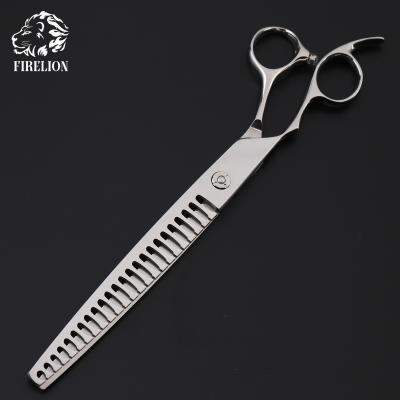 China FIRELION Dogs 8.0 Inch High Quality Left Hand Pet Grooming Shears Shark Tooth Thinning Chunker Scissors en venta