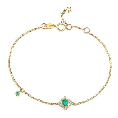 Chine L'or jaune de bracelet vert de diamant pour le micro de femmes pavent des diamants à vendre