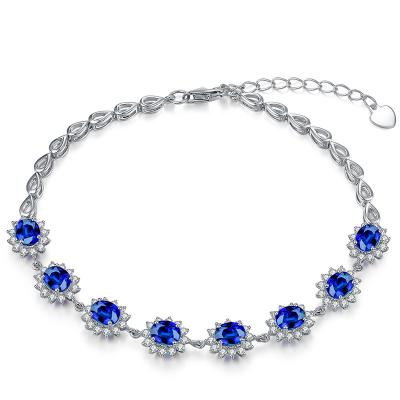 Chine Or blanc de pierre gemme d'or de bijoux de bracelet bleu abordable de saphir avec des diamants à vendre