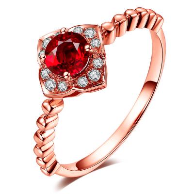 China Ladies 18k Gold Gemstone Rings Ruby And Diamond Ring White Gold  for sale