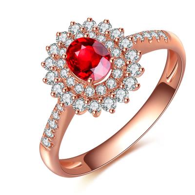 Chine Bague à diamant rouge de mariage véritable, anneaux rouges brillants d'anniversaire pour elle à vendre