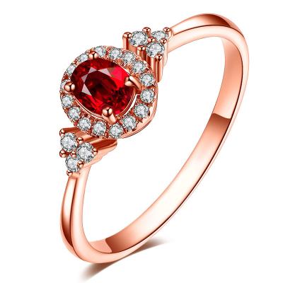 Chine Jeunes mariées épousant la bague à diamant rouge avec la pierre brillante de redevance de diamant de métal précieux à vendre