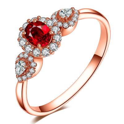 China Amazing Romantic Ruby Diamond Ring , Solid 18k Gold Quality Gemstone Jewelry for sale