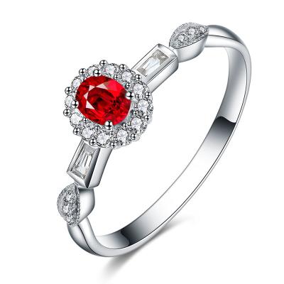 Chine Anneaux rouges de dames, bagues à diamant d'or blanc avec 18k solide/pierre précieuse à vendre