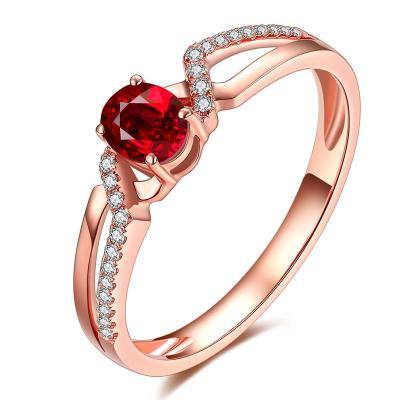 China Feiner Rubin und pflastern Diamant-Ring, feste Edelstein-Ringe 18k Rose Gold zu verkaufen