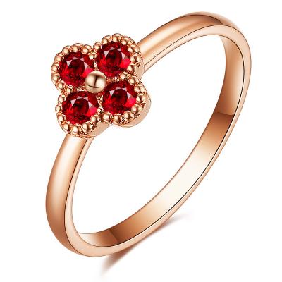 China Rose Gold 18k Gold Gemstone Rings Round Wedding Ring Bands 4 Stones for sale