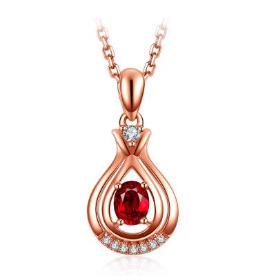 China Rose Gold Fine Gemstone Jewelry Ruby Wedding Anniversary Necklace for sale