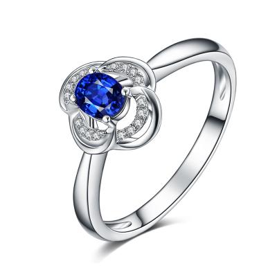 China Weißgold-Edelstein-Verlobungsring-blauer ovaler Saphir-Diamant zu verkaufen