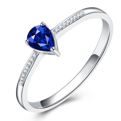 China Birne schnitt blaues Saphir-Diamant-Ring-Weißgold für Damen/Frauen zu verkaufen