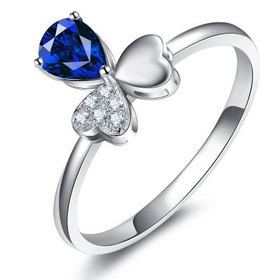 China 18k de Diamantring van de witgoud Blauwe Saffier, Halfedelsteenjuwelen voor Vrouwen Te koop