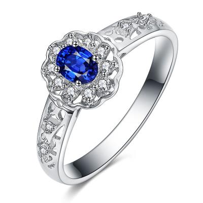 China Echter Damen-Saphir-Diamant-Ring mit Weißgold pflastern Diamanten zu verkaufen