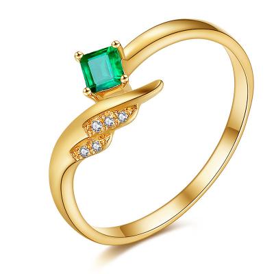 China Unusual 18k Gold Gemstone Rings Square Cut Emerald Ring For Women for sale