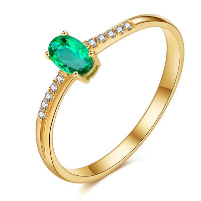 Chine Anneaux verts naturels de pierre gemme, bague à diamant d'or jaune avec l'émeraude à vendre