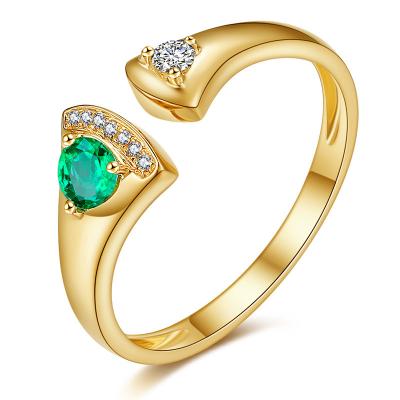 China Fashion Design Open Emerald Diamond Ring For Wedding / Engagement for sale