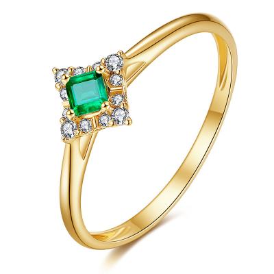 China Emerald Ring Surrounded By Diamonds , Natural Emerald Gemstone Rings  for sale