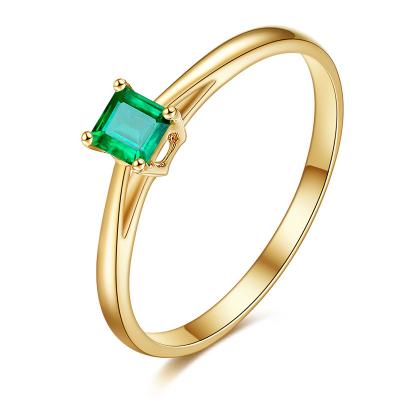 Chine Anneau vert de solitaire de pierre gemme de bijoux de coupe fine verte d'émeraude à vendre