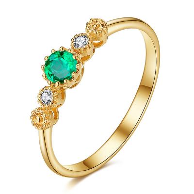 Chine Bague à diamant verte naturelle Colombie avec le vrai diamant vert rond à vendre