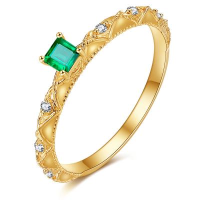 China Emerald Cut Engagement emerald diamond ring , Authentic Diamond Gemstone Jewelry for sale