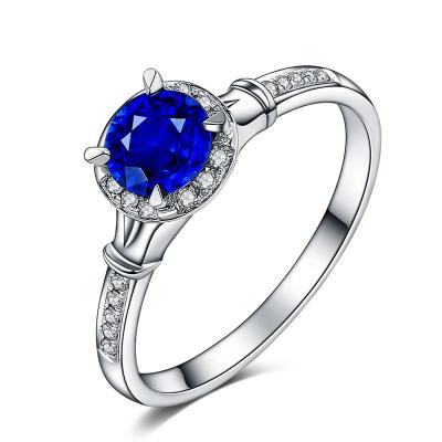 China Natural Blue Sapphire And Diamond Wedding Ring , Gold And Gemstone Jewelry for sale