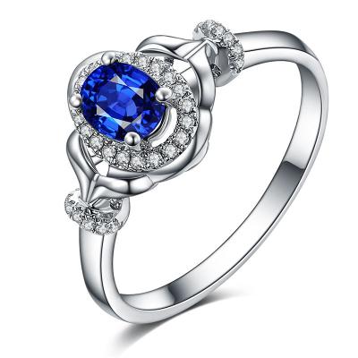 China Real Sapphire Engagement Rings , Blue Sapphire Ring White Gold For Her for sale