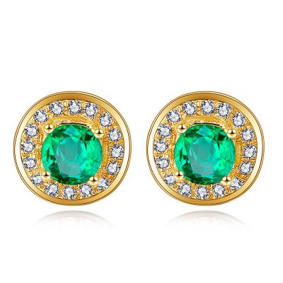 China Natural Diamond And Emerald Stud Earrings Oval Shaped Gemstone Pave Diamonds for sale