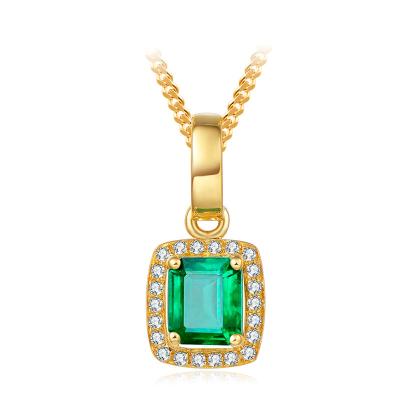 China Fine Diamond Gemstone Jewelry Large Princess Cut Emerald Pendant Necklace  for sale