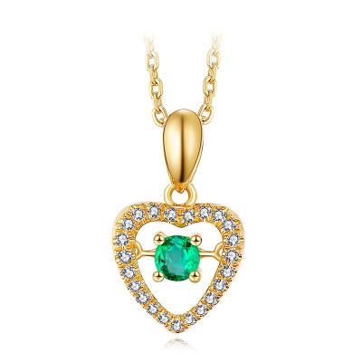 Cina La collana verde smeraldo delicata pavimenta i diamanti, collana verde smeraldo del pendente del cuore in vendita