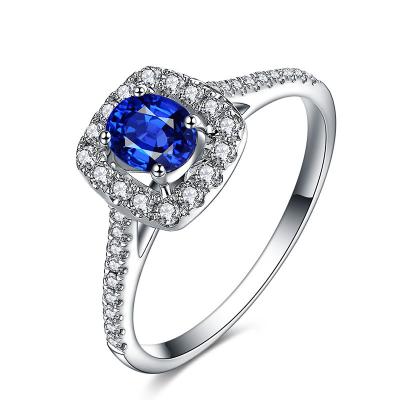 China Solid 18k White Gold Sapphire And Diamond Ring , Diamond Engagement Rings For Women  for sale