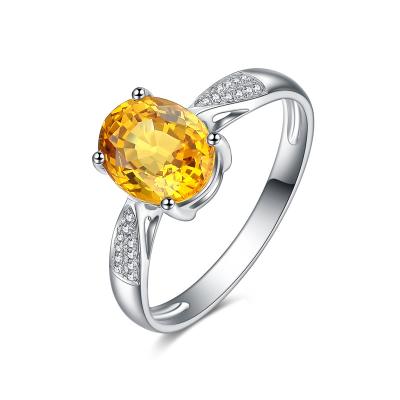 China Wedding 18k Gold Gemstone Rings , Real Diamond Yellow Sapphire Ring for sale