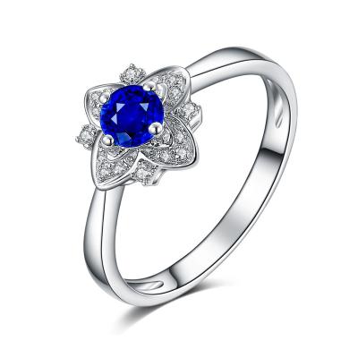 China Precious Gemstone Rings , Sapphire Flower Engagement Ring Natural Colombia for sale