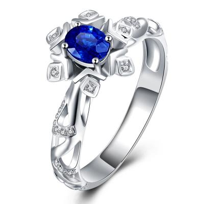 China Star Solid 18k Gold Sapphire Diamond Ring White Gold For Engagement for sale