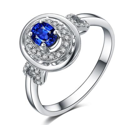 China Wedding 18k Gold Sapphire Diamond Ring With Authentic Oval Cut Gemstone for sale